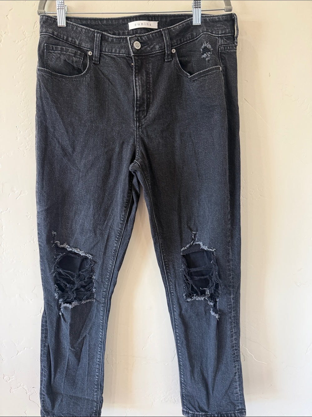 eunina Black Distressed Ripped Skinny Jeans